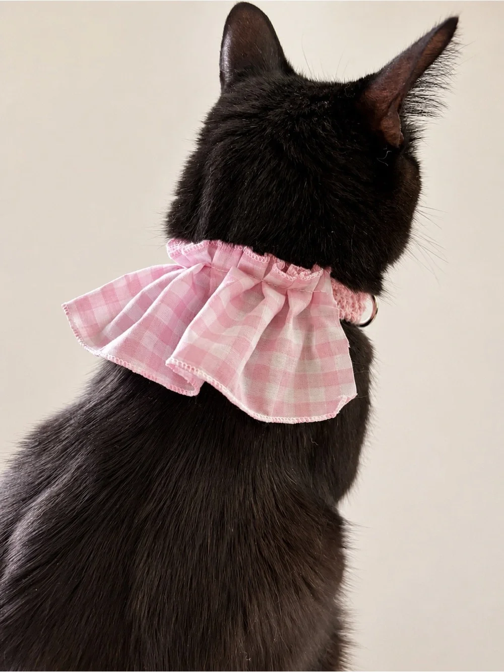 Pink Gingham Removable Ruffle for Pets